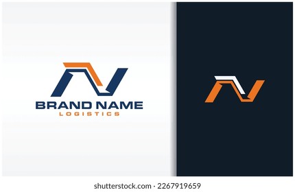 Letter n and arrow logistics company vector logo