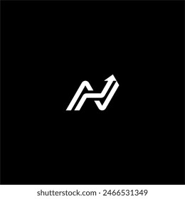 letter N with arrow up logo concept vector icon
