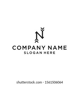 letter n with arrow logo design vector illustration template