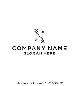 letter n with arrow logo design vector illustration template