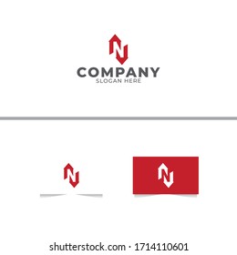 Letter N Arrow Logo Design Template