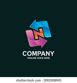 Letter n and arrow logo design