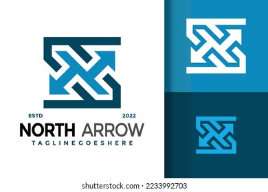 Plantilla de Ilustración del vector de diseño del logotipo de flecha N de la letra