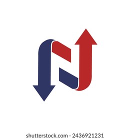 letra N flecha logo diseño icono