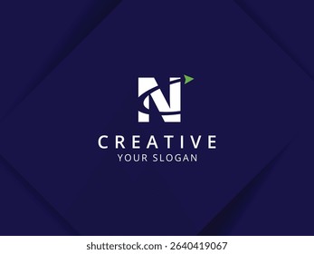 Letter N with arrow logo design. Monogram Letter N logo template