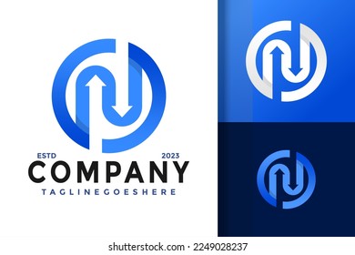 Letter N Arrow Logo Logos Design Element Stock Vector Illustration Template