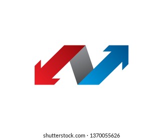 Letter N Arrow Logo Template, Icon, Symbol - Vector
