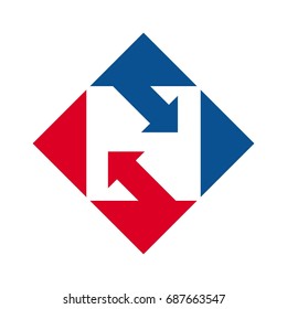 letter N with arrow logo vector.