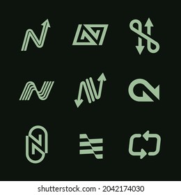 Logotipo monocromático de la letra N Arrow