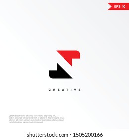 Letter N arrow negative space logo and icon, vector template.