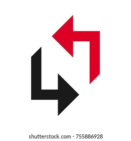 letter N and arrow symbol logo vector.
