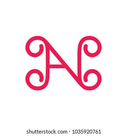 letter n av curl design logo vector