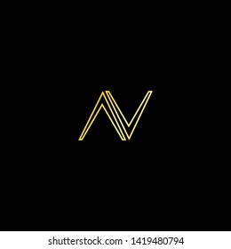 Letter N AV NV Clean and Minimal Initial Based Logo Design