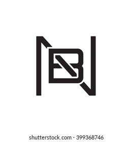 letter N and B monogram square shape logo black