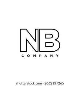 Letra N e B, modelo de design de logotipo NB. Logótipo inicial com base em monograma mínimo.
