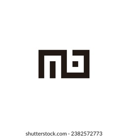 Letra n, N y b símbolo geométrico cuadrado vector de logotipo simple
