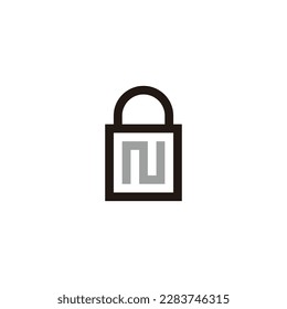 Buchstabe N-Tasche, quadratisches geometrisches Symbol, einfaches Logo, Vektorgrafik