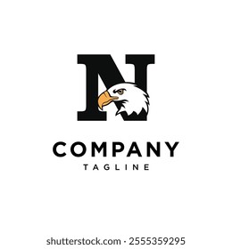 Letter N Bald Eagle Logo Icon Vector