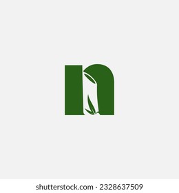 letter n with bamboo negative space inside is a modern logo