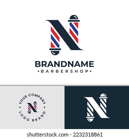 Letter N Barbershop Logo, suitable for any business related to barbershop with N initial.