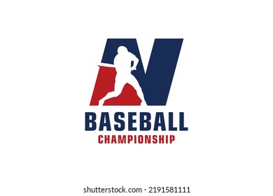 Letter N with Baseball Logo Design. Vector Design Template Elements for Sport Team or Corporate.