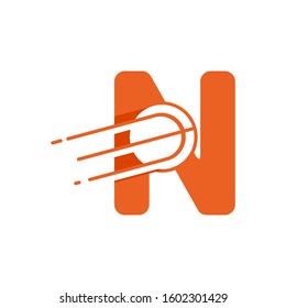 letter N with basketball ball logo design