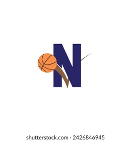 Letter N with basketball logo.	