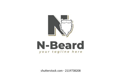 Letter n and beard logo design. vector