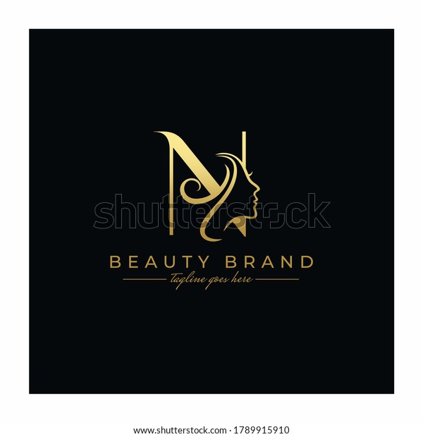 Letter N Beauty Face Hair Salon Stock Vector Royalty Free 1789915910