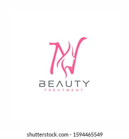 Letter N beauty Face Logo Design Vector Icon