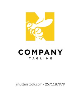 Letter N Bee Logo Icon Vector