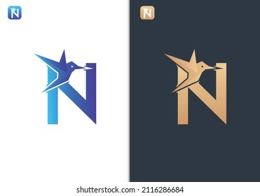 Plantilla de diseño de logotipo de carta N para viajes, viajes, libertad y paz