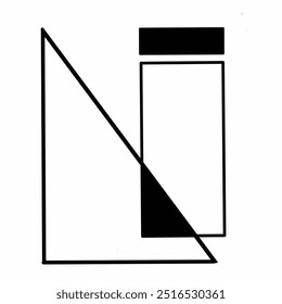 Letter N in black and white geometric shape