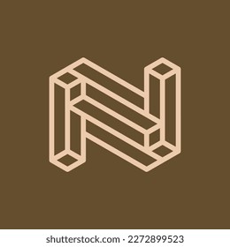 Letter n block monogram geometric logo