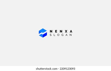 Letter N Blue color creative flat business logo