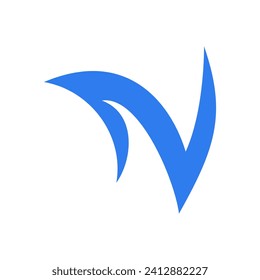Letter N blue fire spiky grass icon
