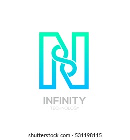 Letter N Blue and Green color Infinity logo,loops,Vector Logo template