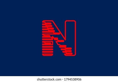 Letter N with blue and red color logo icon. Alphabet line design for company and business