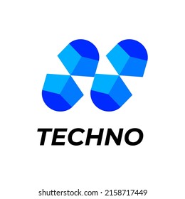 diseño de logotipo moderno con tecnología azul