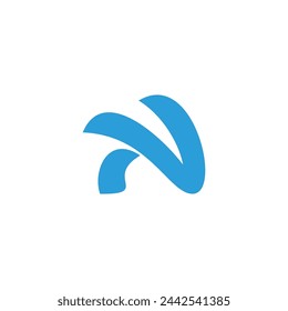 letter n blue wave abstract logo vector 