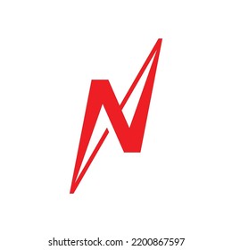 Letter N Bolt Electric Logo Design