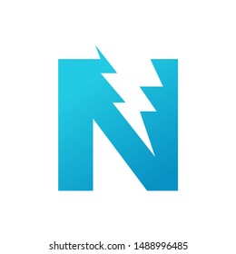 Letter N Bolt Logo Design Template Inspiration