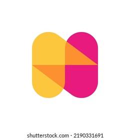 Letter N bolt overlapping color logo template