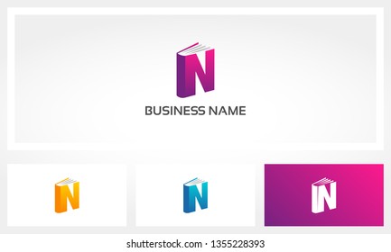 Letter N Book Cover Pages Logo