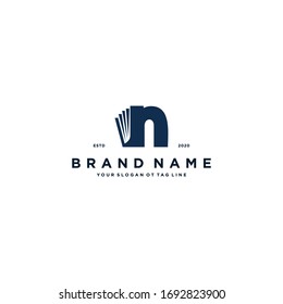 Letter N And Book Logo Design Vector Template