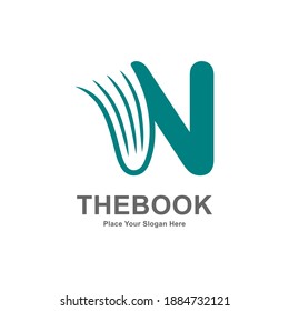 Letter N with book or paper logo template. Suitable for business, web, education, online store, and identity symbol