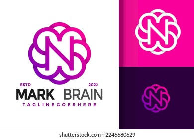 Letter N Brain Technology Logo Logos Design Element Stock Vector Illustration Template