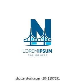 Letter N Bridge Logo Design Vector Icon Graphic Emblem Illustration