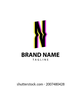 letra N brillo brillante para el diseño creativo de marca, divertido, lúdico e innovador del logotipo vectorial