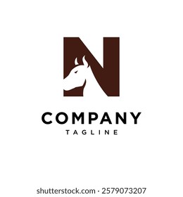 Letter N Buffalo Logo Icon Vector